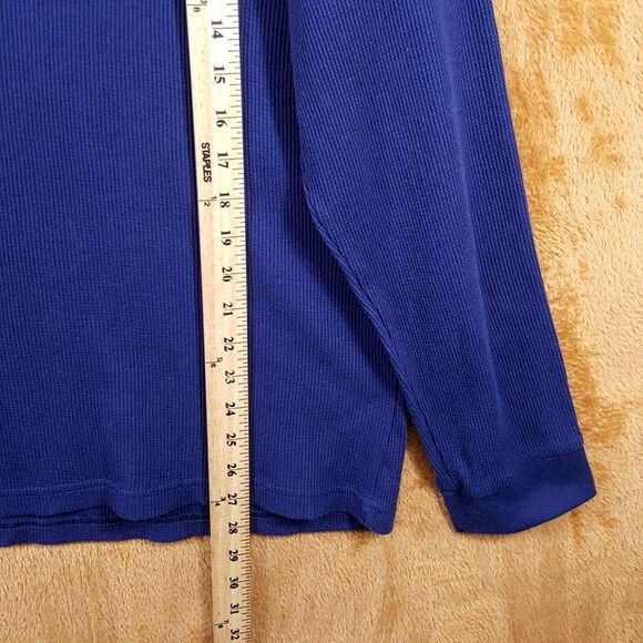 CLUB ROOM Shirt Mens XL Blue Pullover Crew Waffle Knit Thermal Long Sleeve - Picture 5 of 6